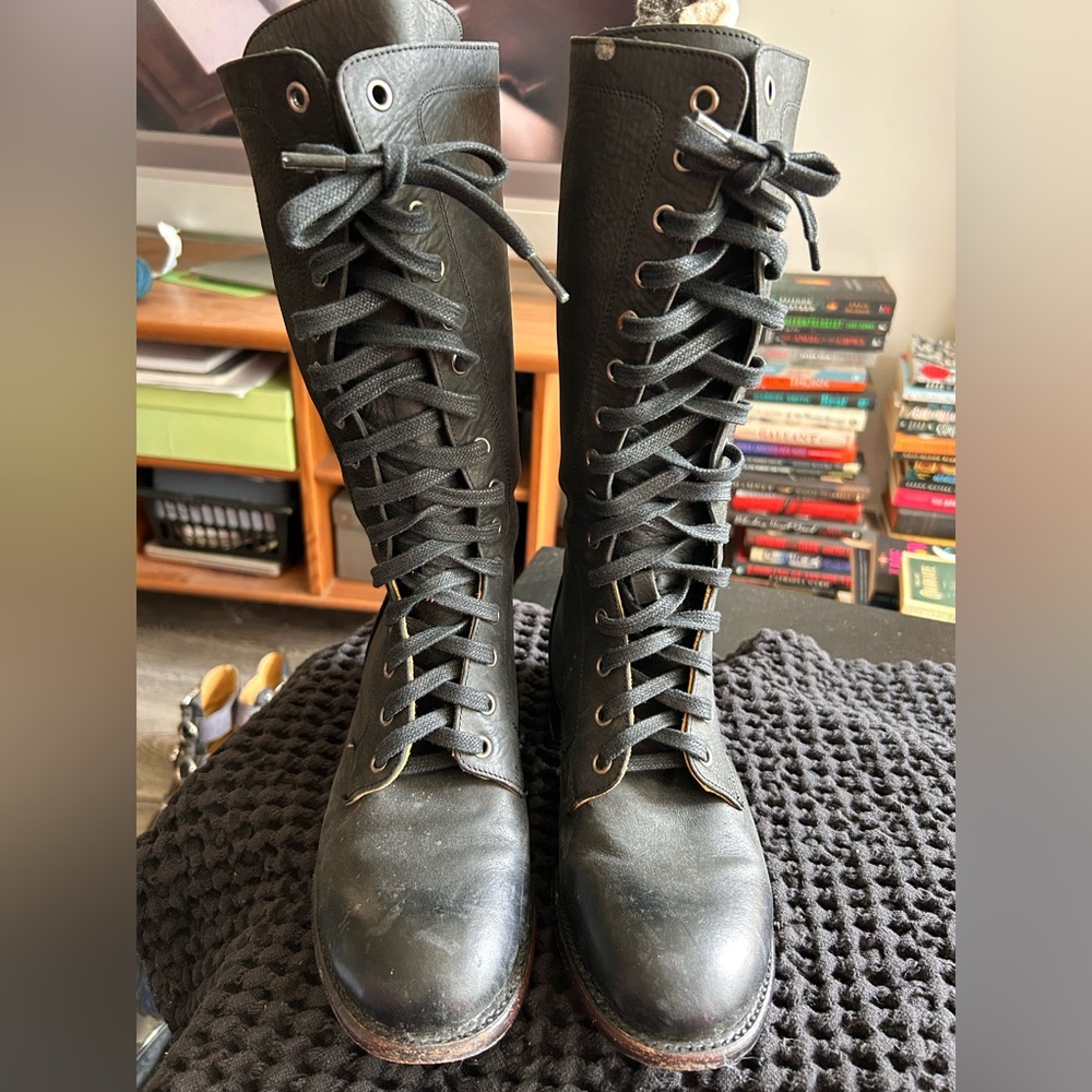 John Fluevog Black Lace-Up Women's Boots W8